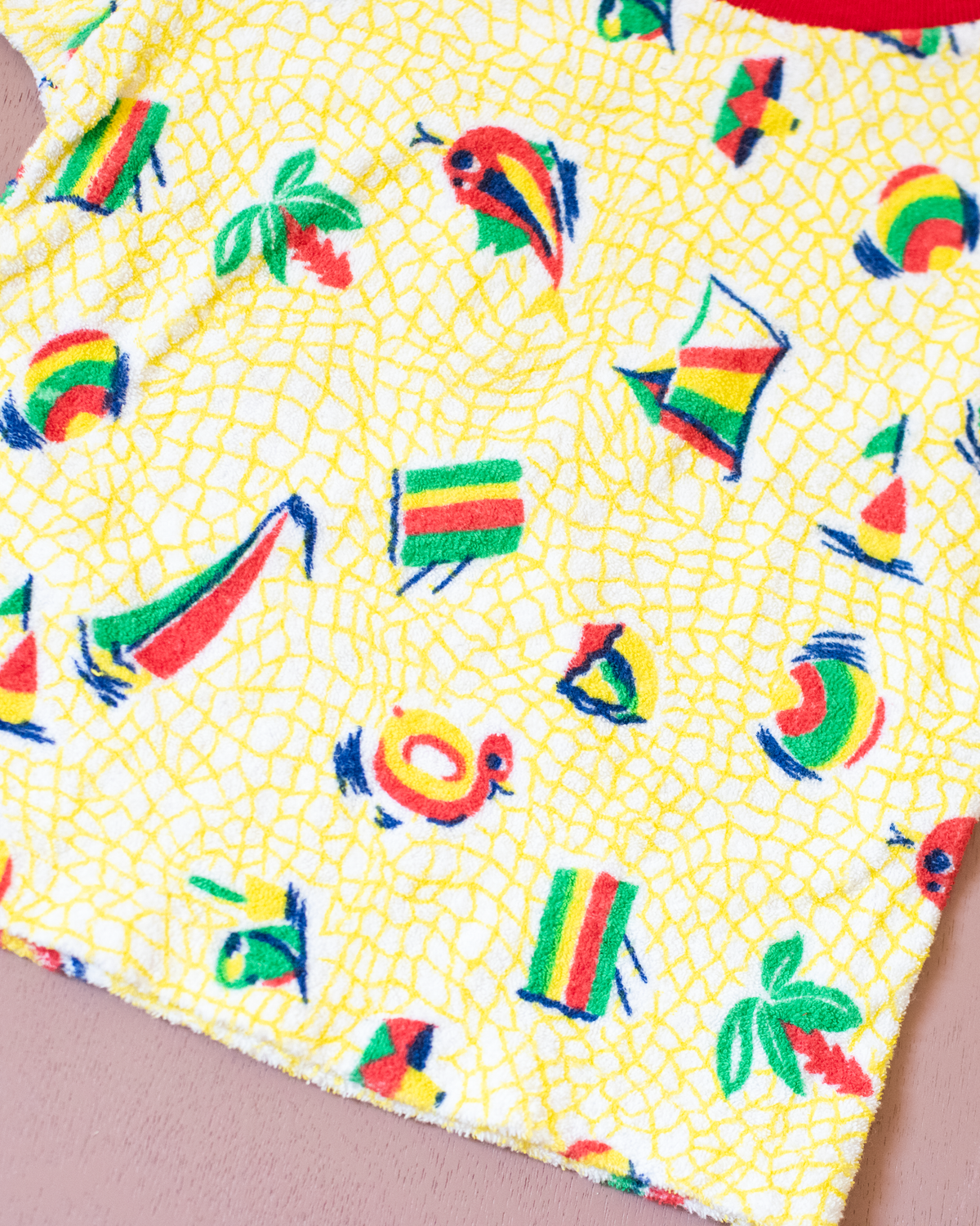 Yellow towelling t-shirt with summer prints | 18-24 months