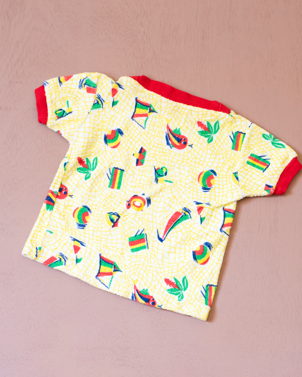Yellow towelling t-shirt with summer prints | 18-24 months