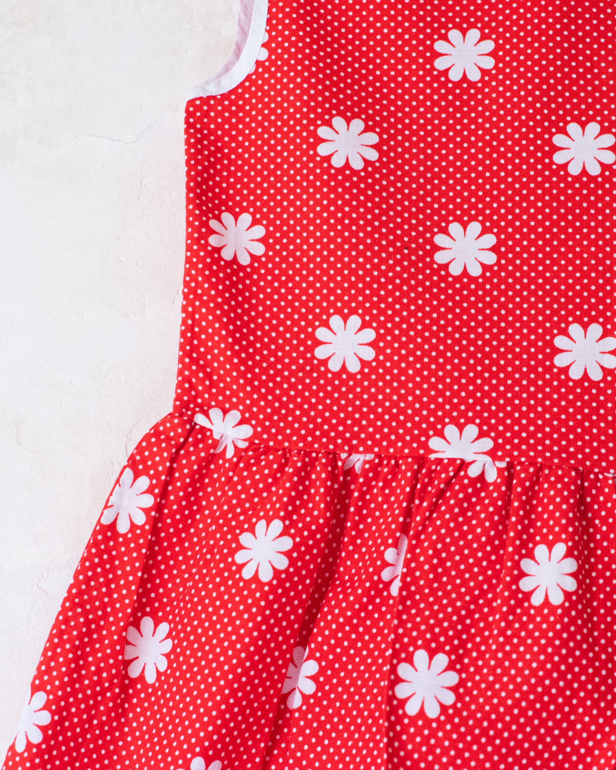 שמלה אדומה עם פרחים ונקודות | 9-12 חודשים