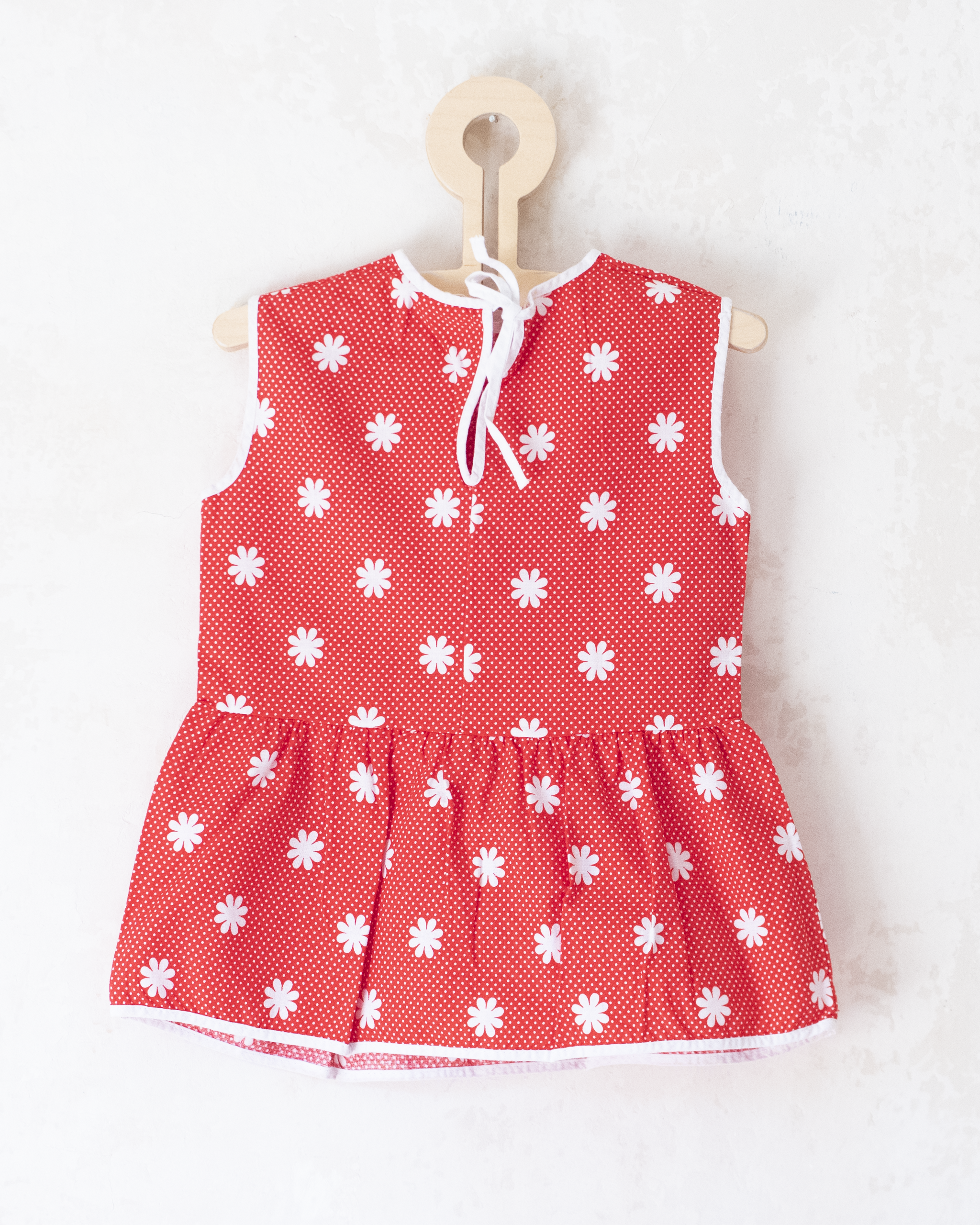 שמלה אדומה עם פרחים ונקודות | 9-12 חודשים