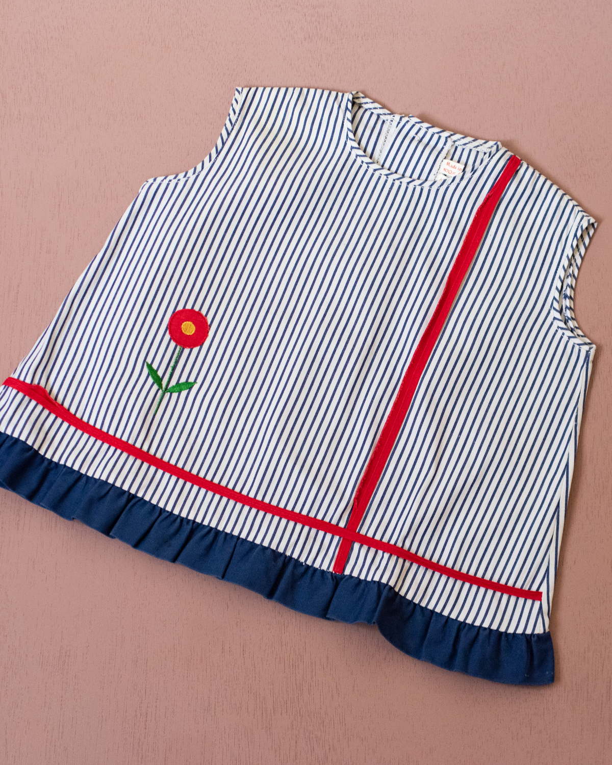 Striped Tunic with Embroidered Flower | 9-12 Months