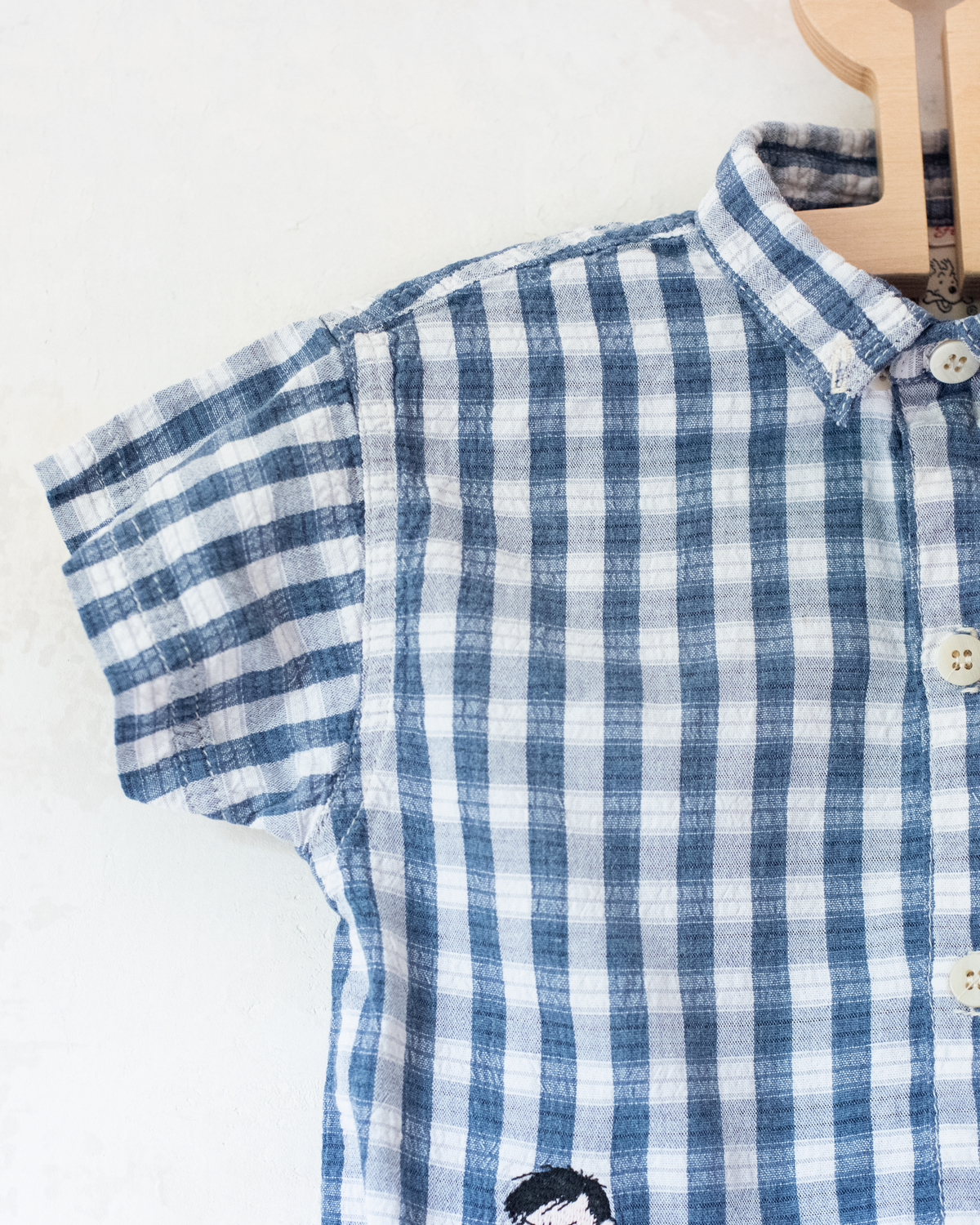 Plaid button-down shirt with embroidered Tintin | 3-4 years