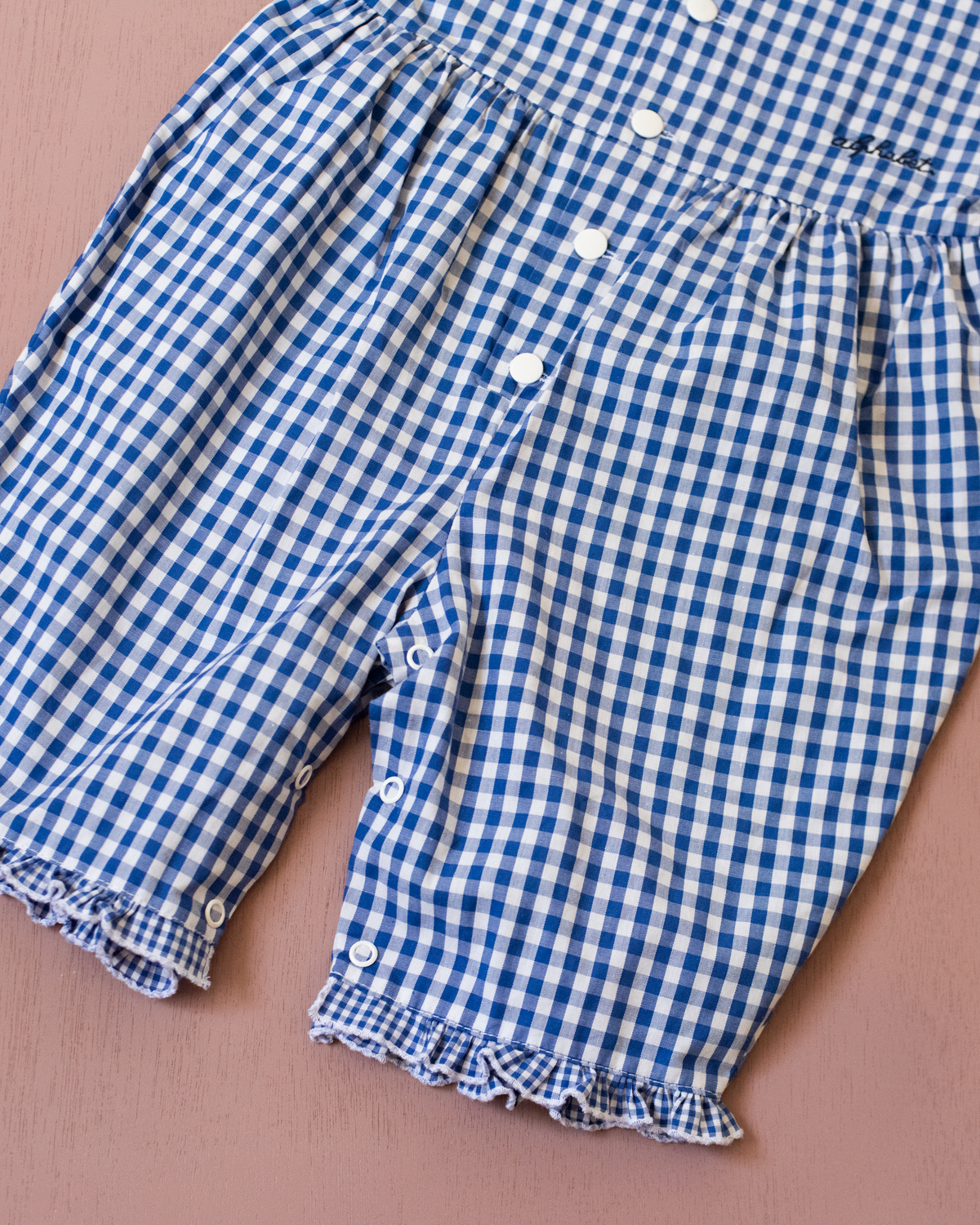 Checked overall with a sailor collar | 12-18 months