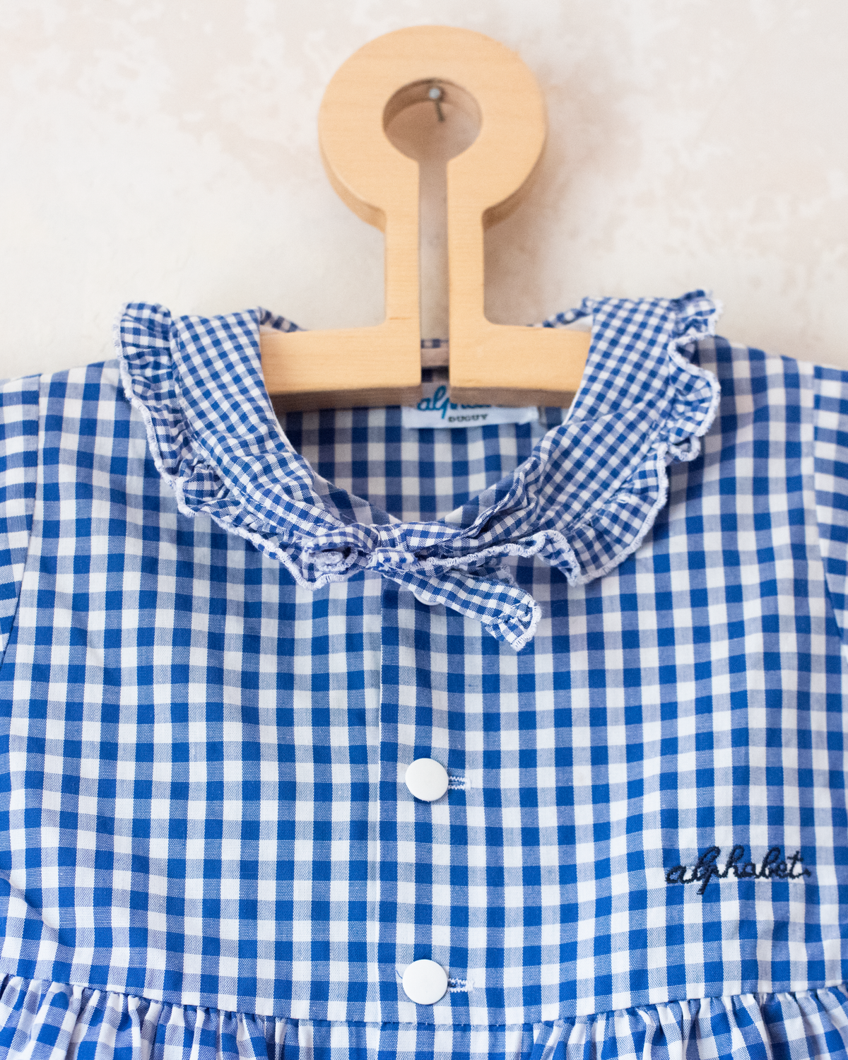 Checked overall with a sailor collar | 12-18 months