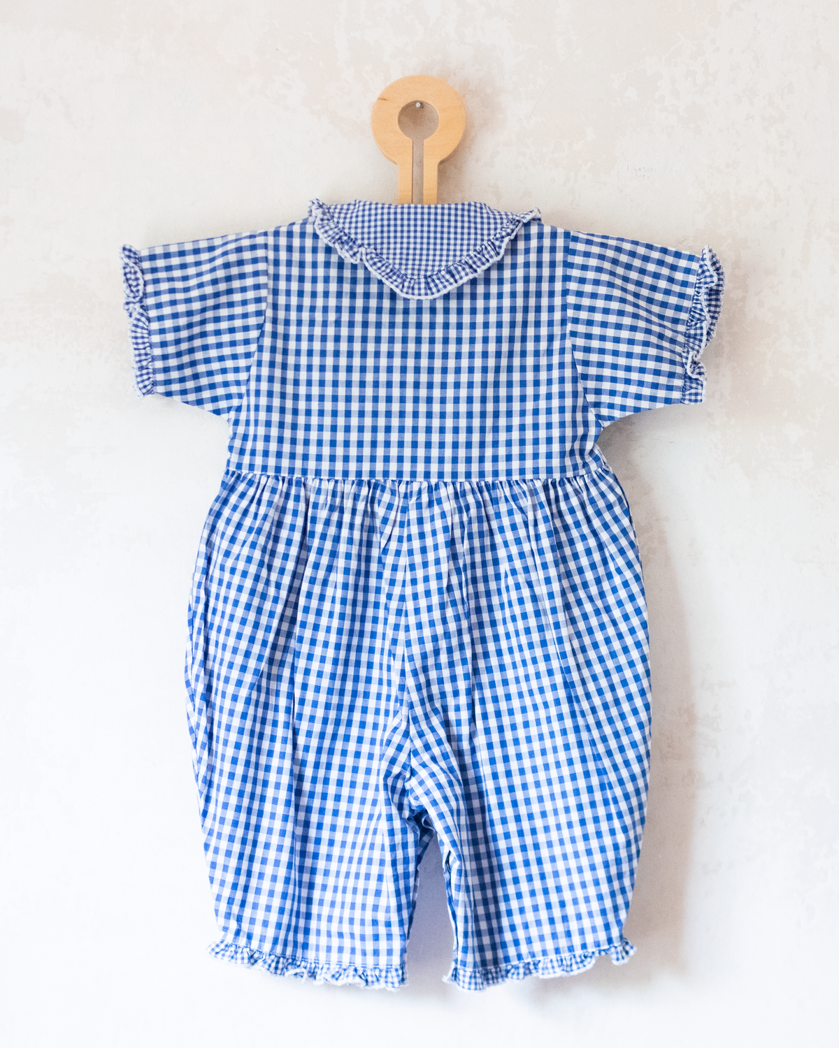 Checked overall with a sailor collar | 12-18 months