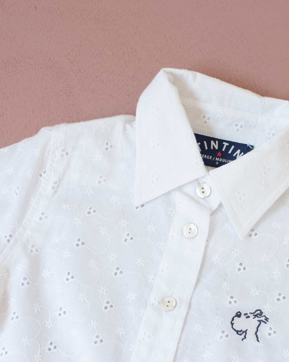 White lace shirt with Milo the dog | 3-4 years