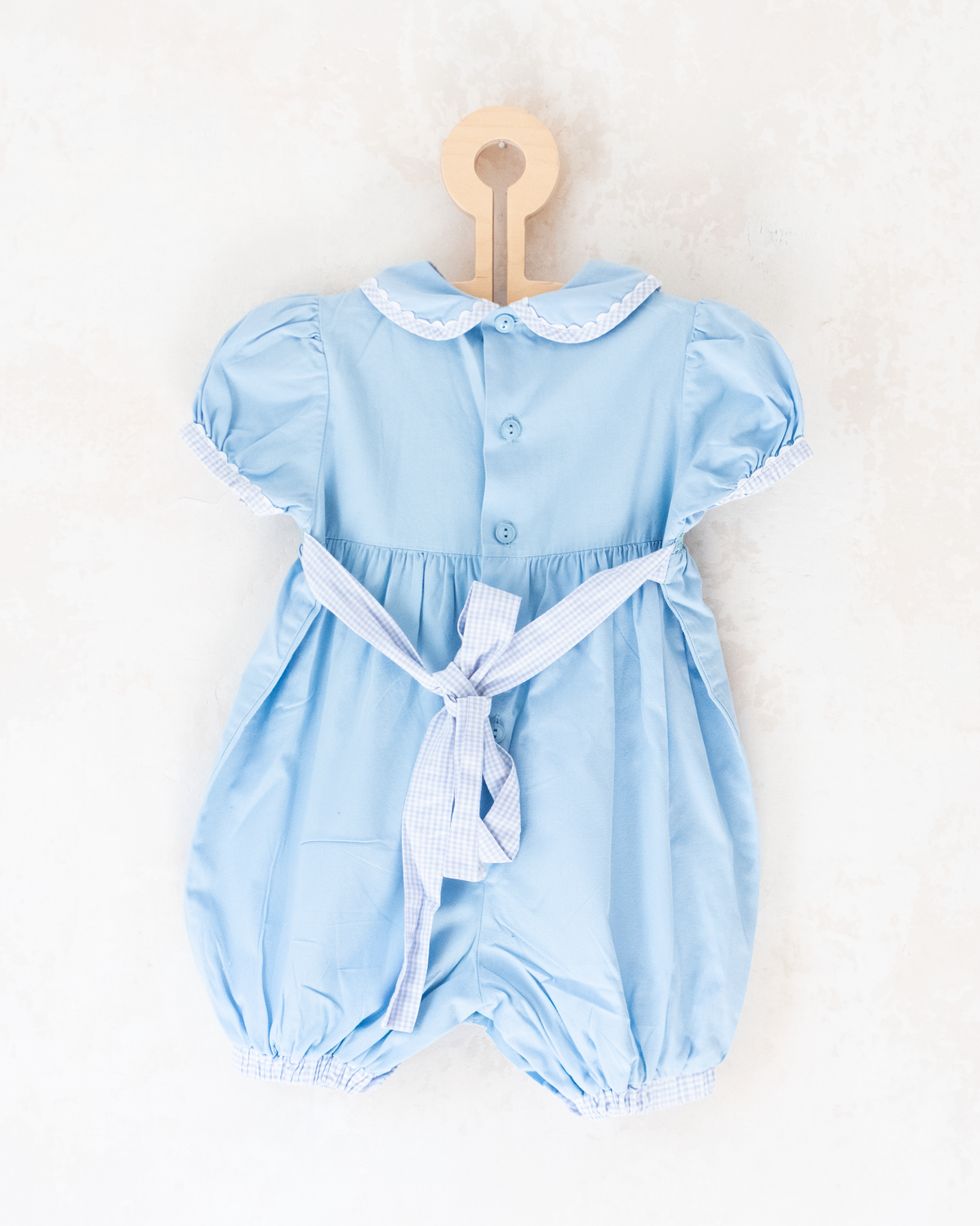 Light blue romper with butterfly embroidery | 6-9 months