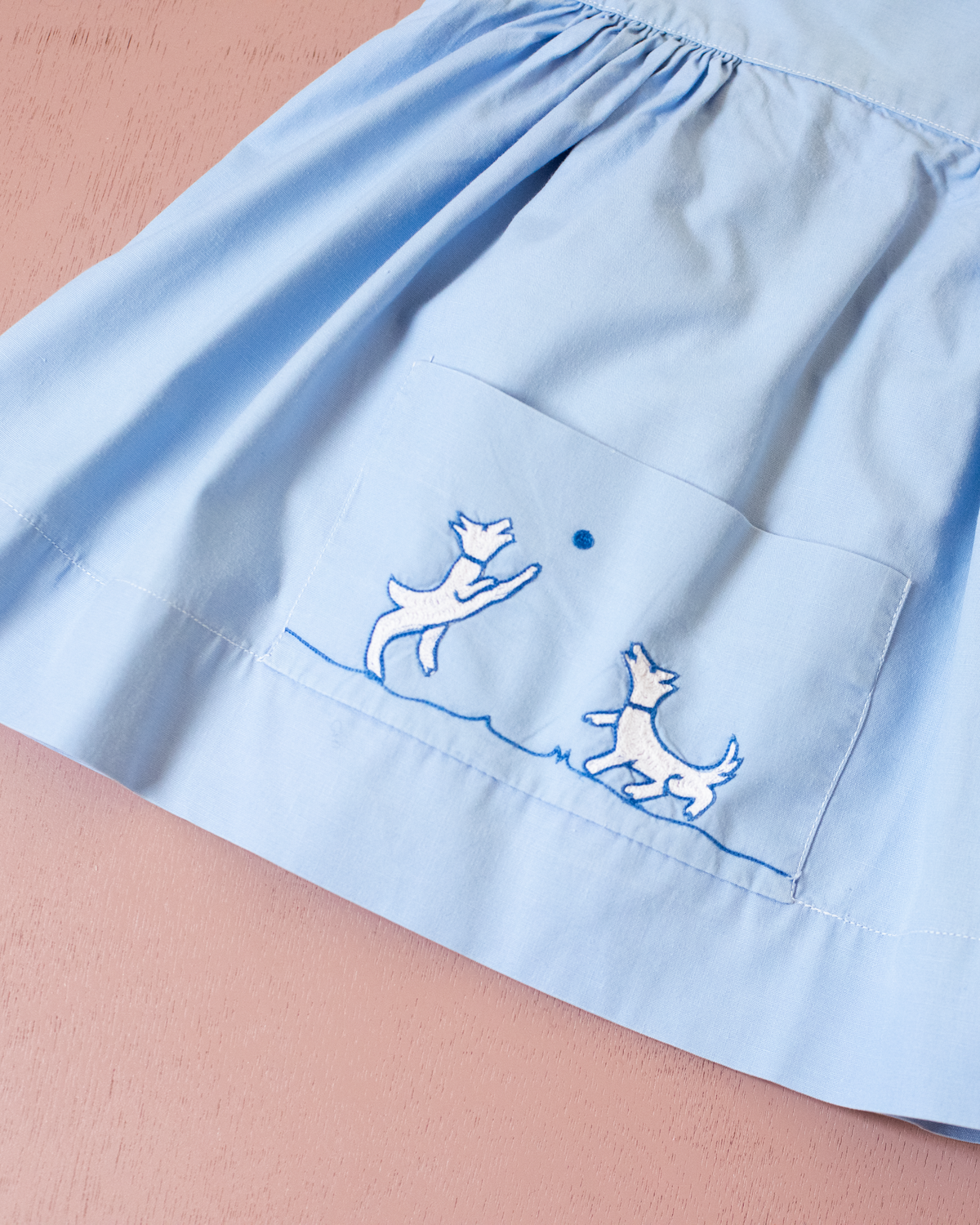 French Tunic from the Sixties with Embroidered Dogs | 12-18 Months