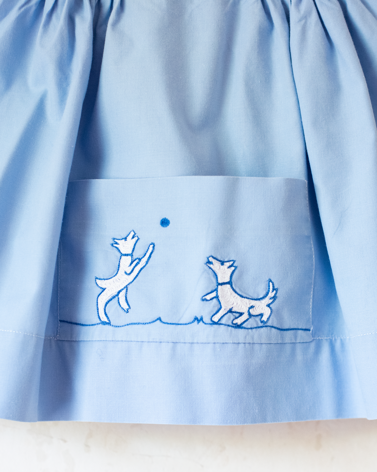 French Tunic from the Sixties with Embroidered Dogs | 12-18 Months