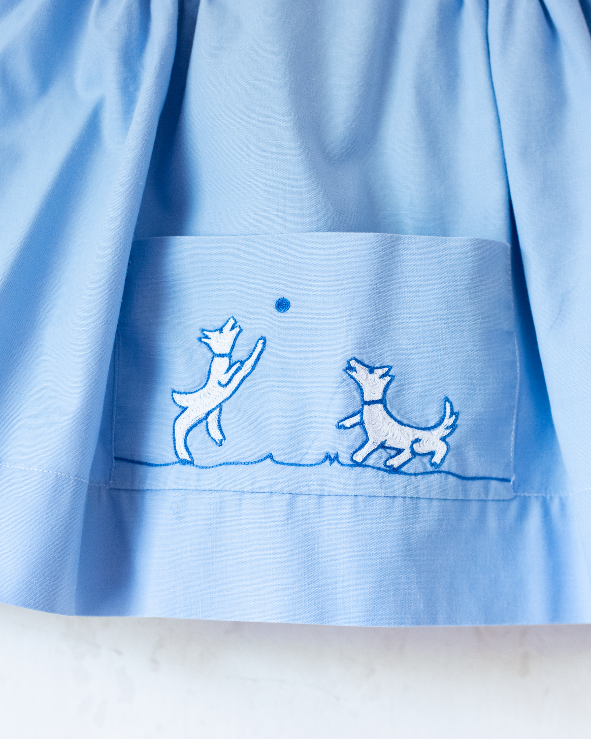 French Tunic from the Sixties with Embroidered Dogs | 12-18 Months