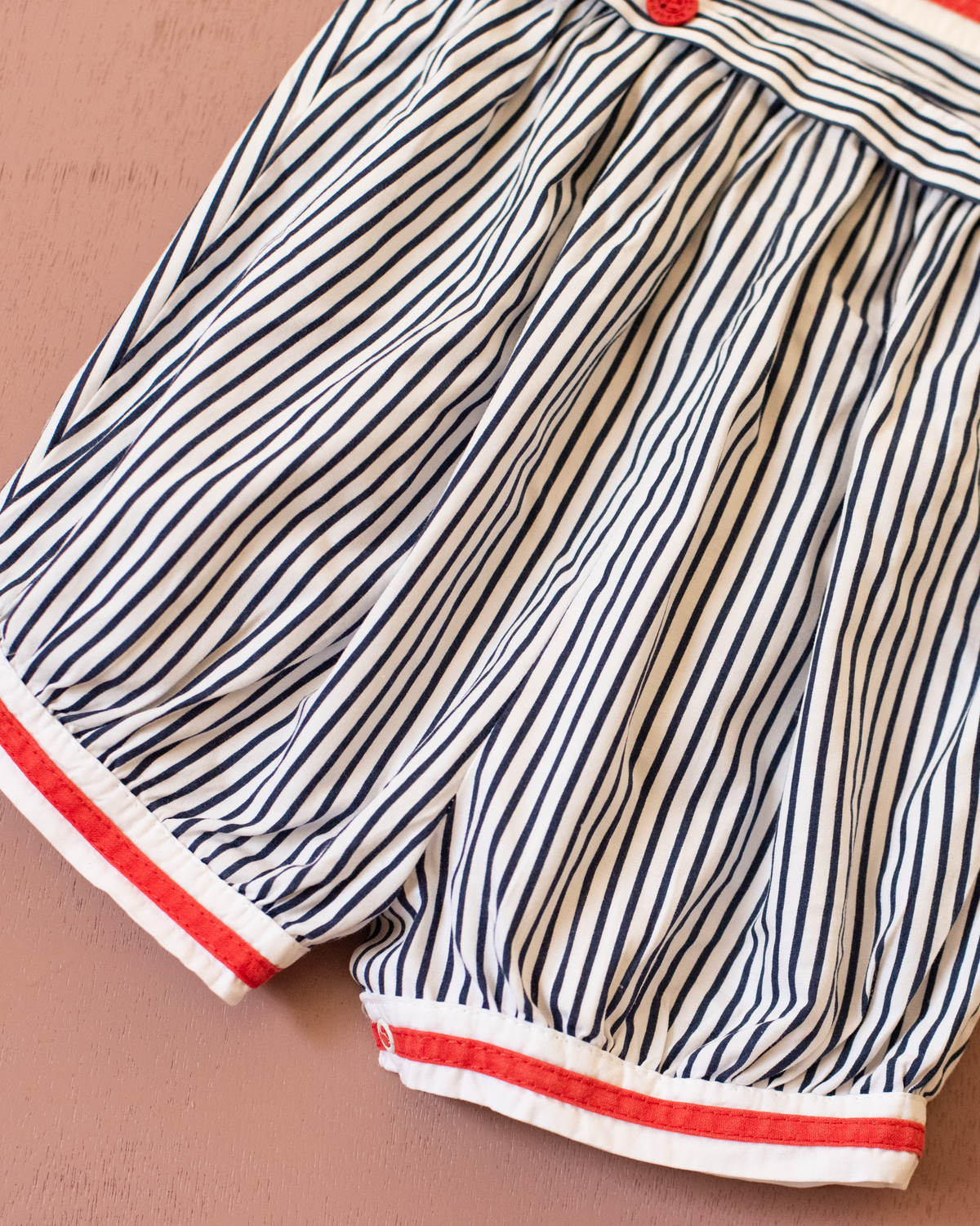 Sailor romper with embroidered boat | 3-6 months