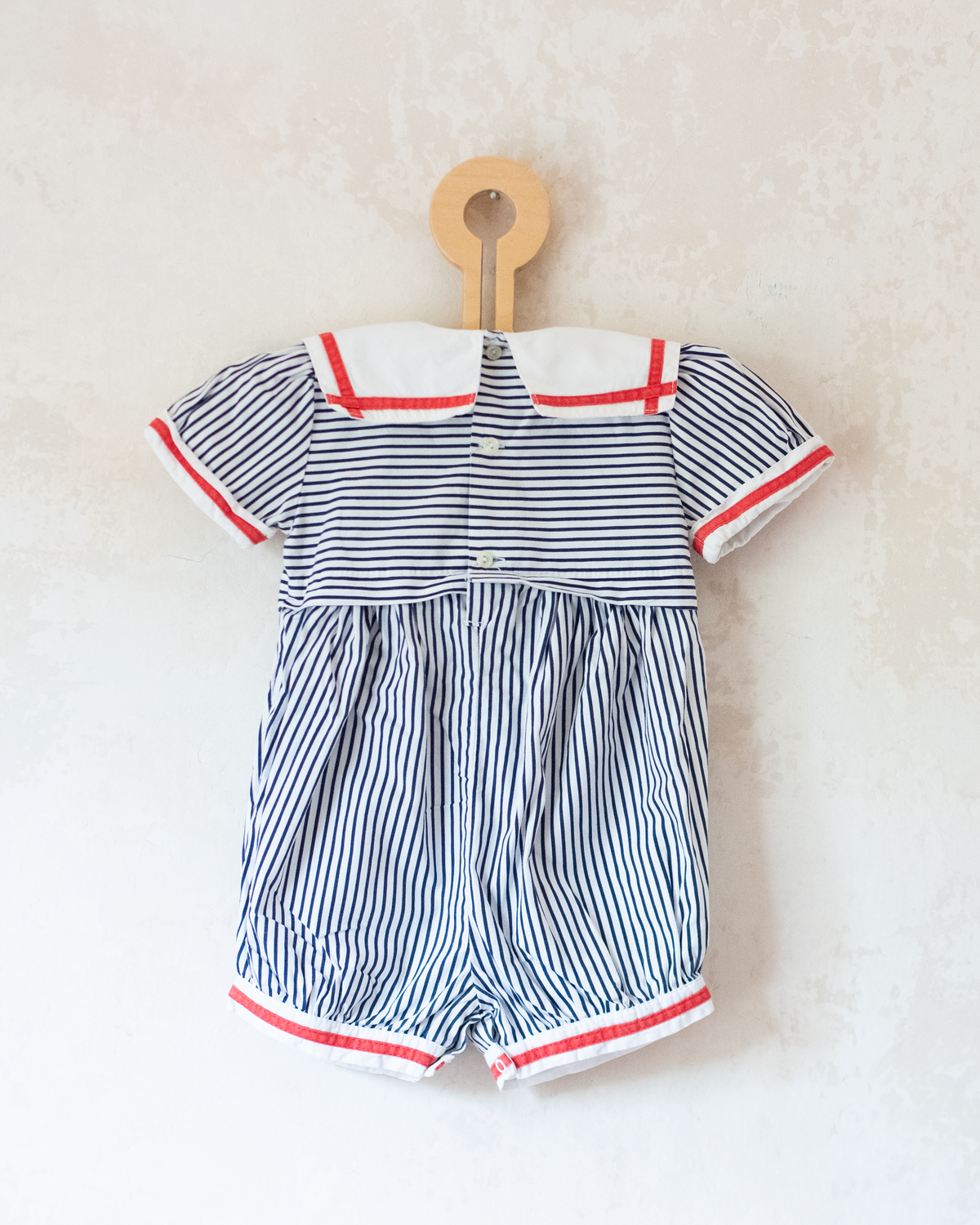 Sailor romper with embroidered boat | 3-6 months