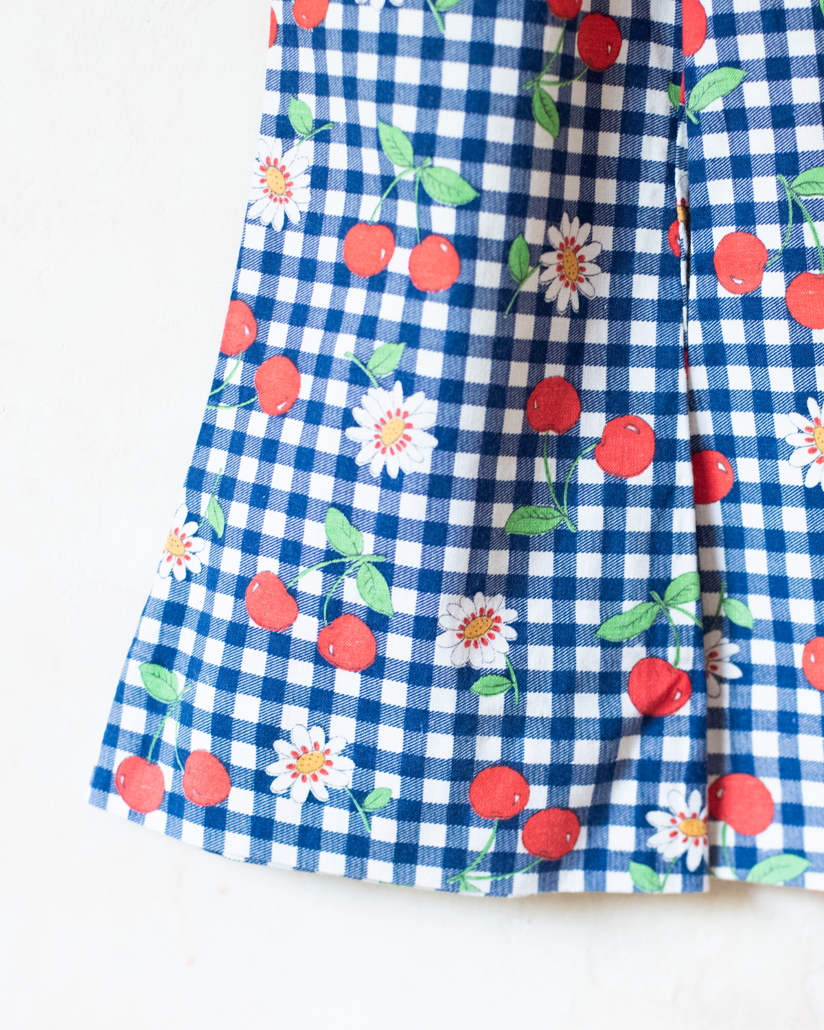Plaid romper with flowers and cherries | 18-24 months