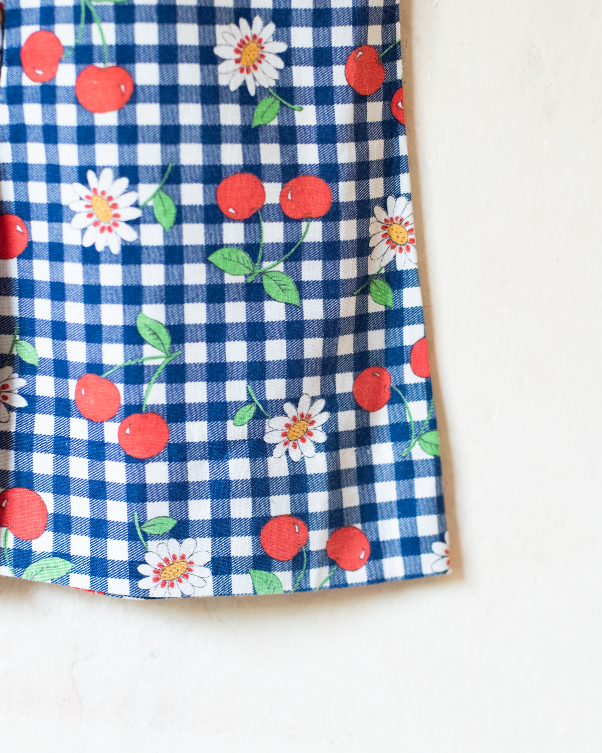 Plaid romper with flowers and cherries | 18-24 months