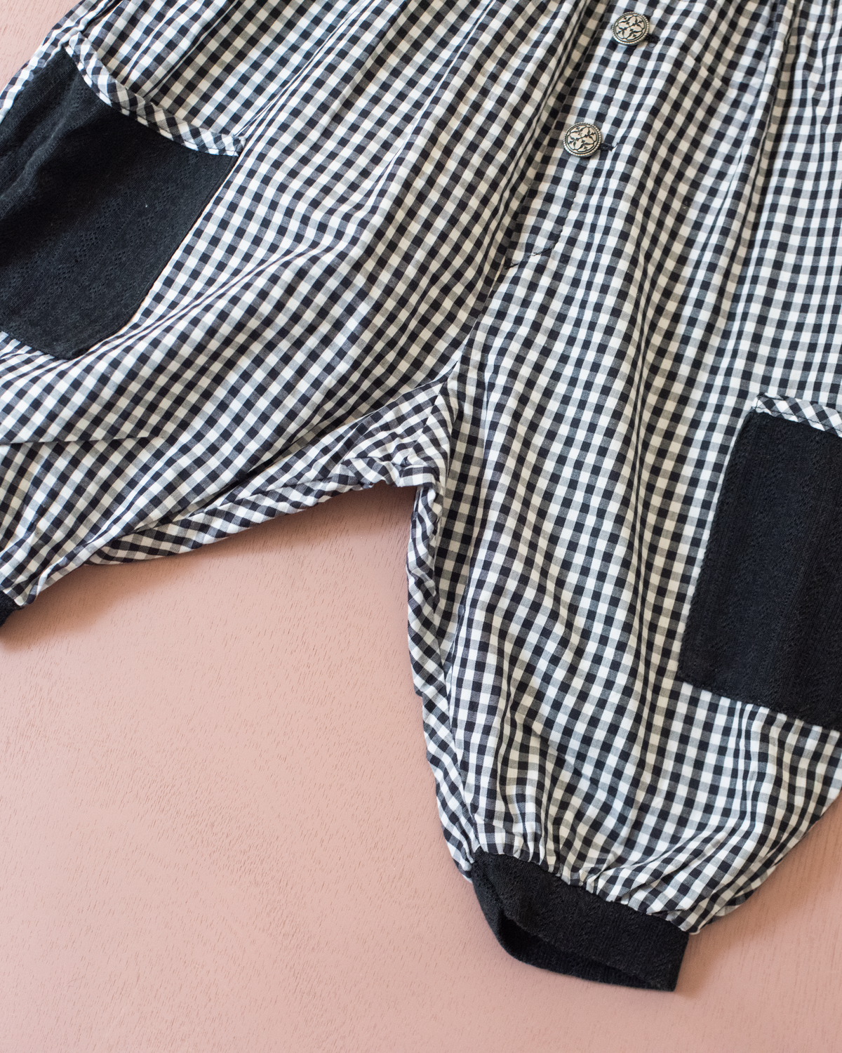 Black and white plaid overalls | 12-18 months