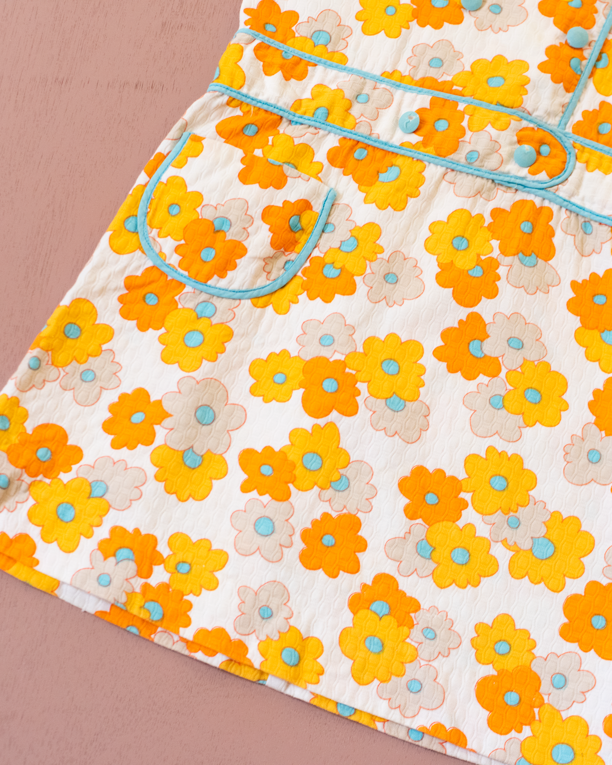 Floral dress from the seventies in shades of orange | 5-6 years