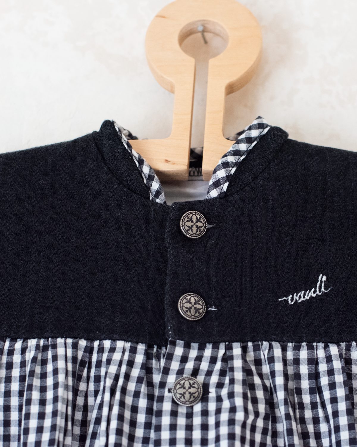 Black and white plaid overalls | 12-18 months