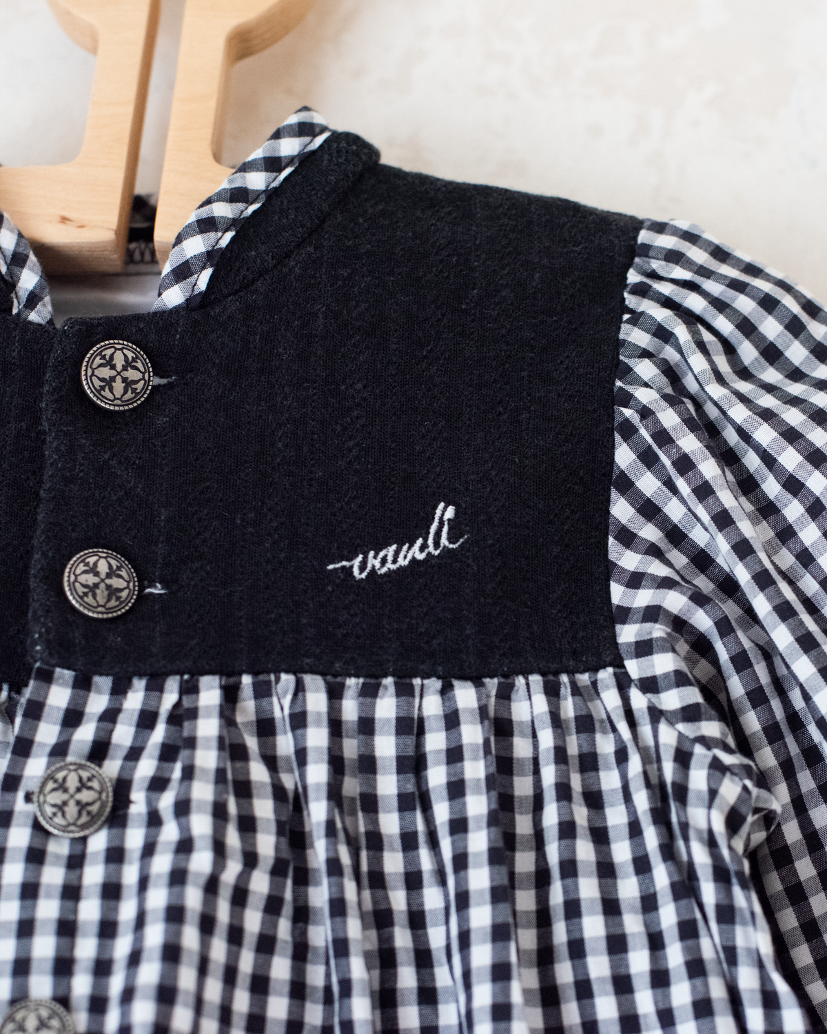 Black and white plaid overalls | 12-18 months
