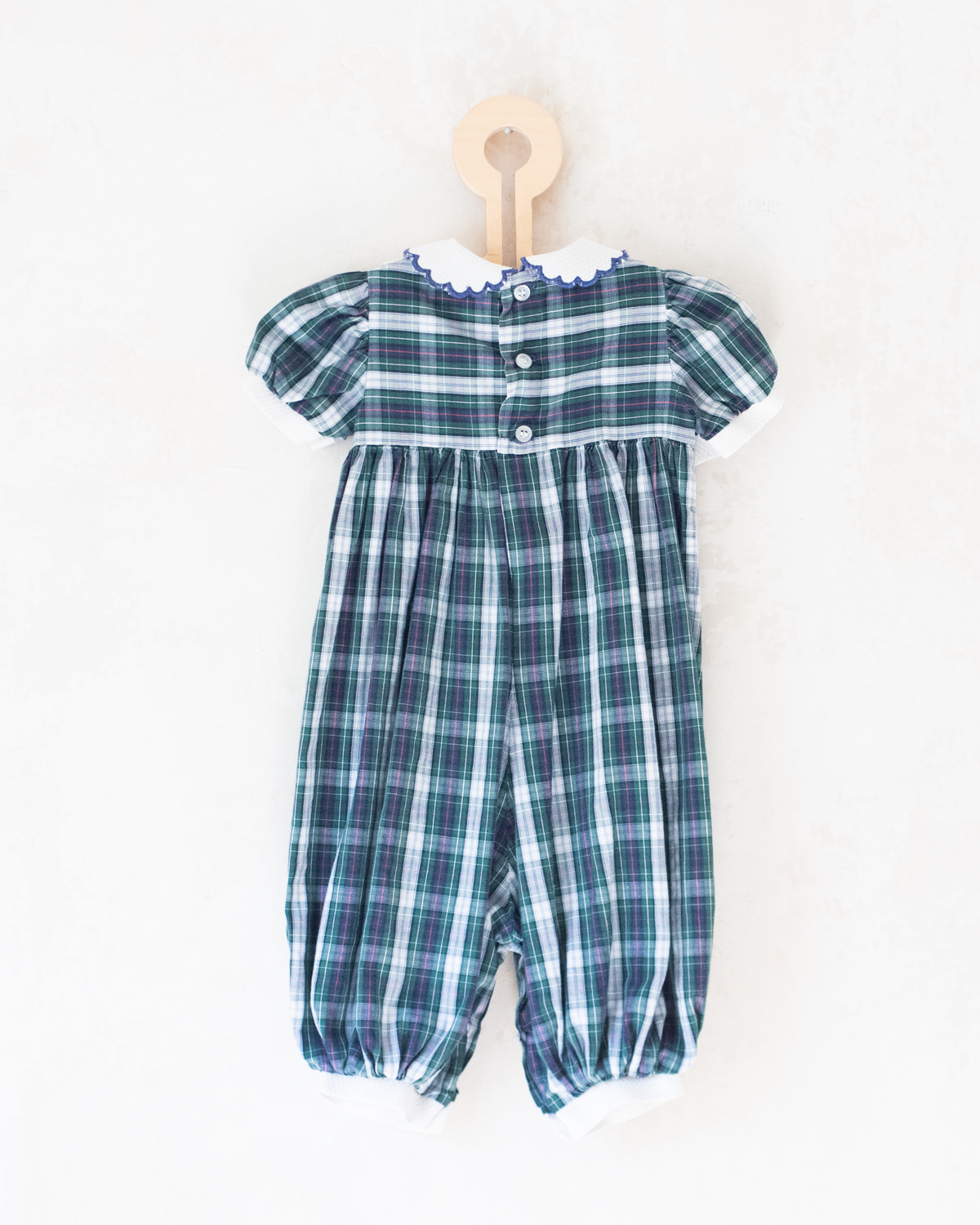 Plaid overalls with wide collar | 12-18 months