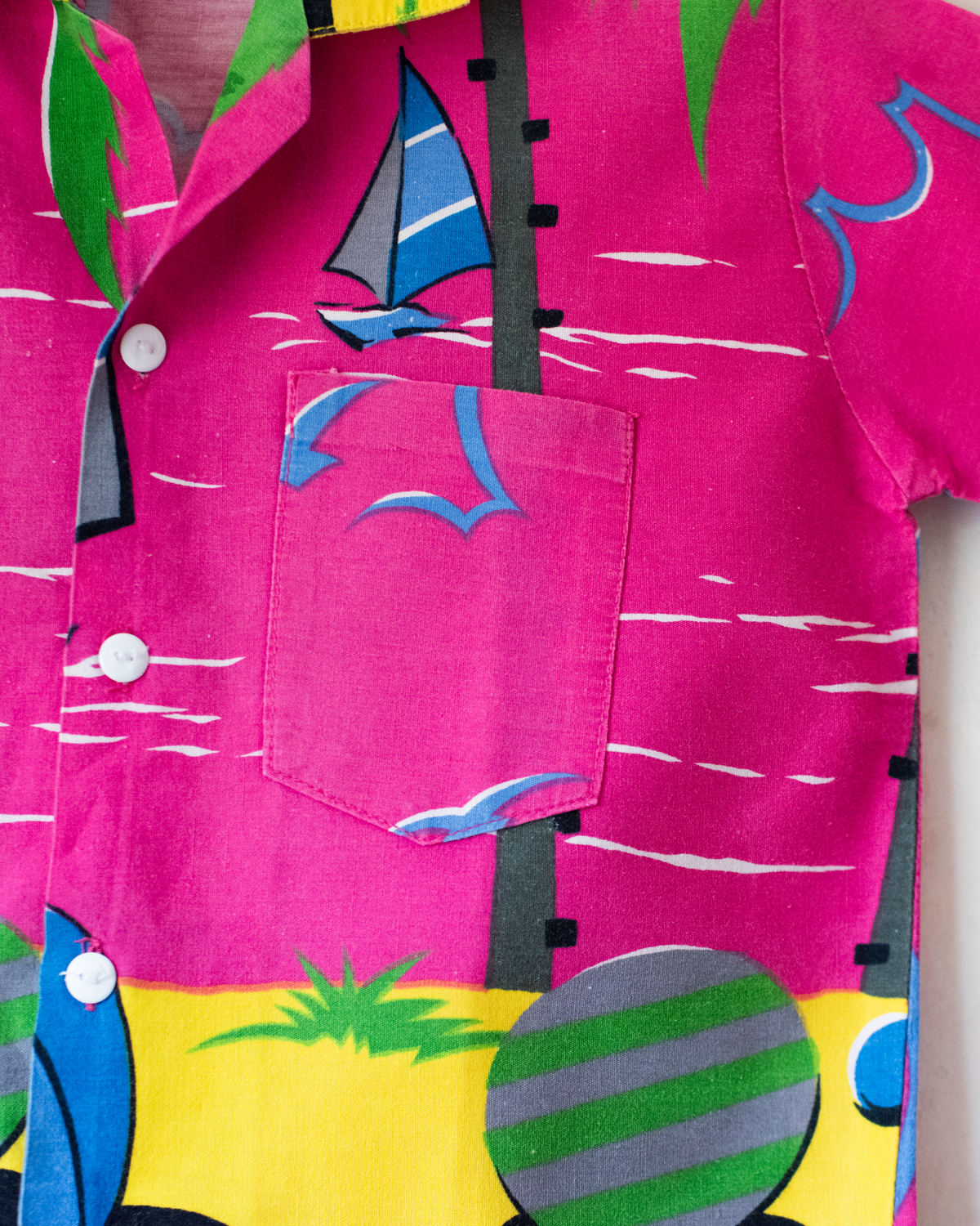 Colorful button-down shirt with sailboats | 5-6 years