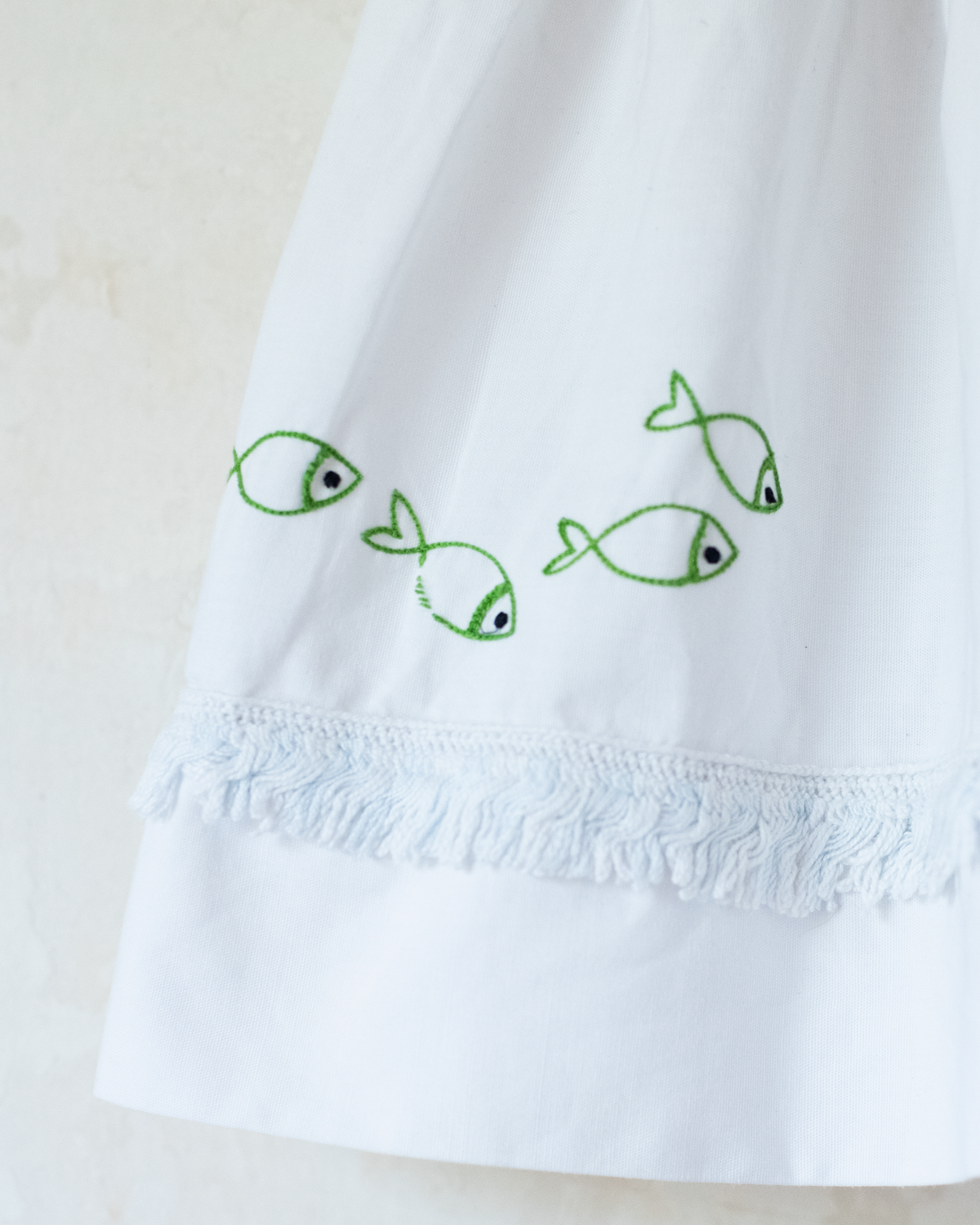 White French Tunic with Embroidered Fish | 9-18 Months