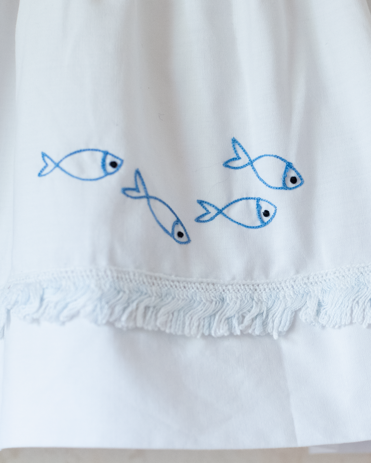 White French Tunic with Embroidered Fish | 9-18 Months