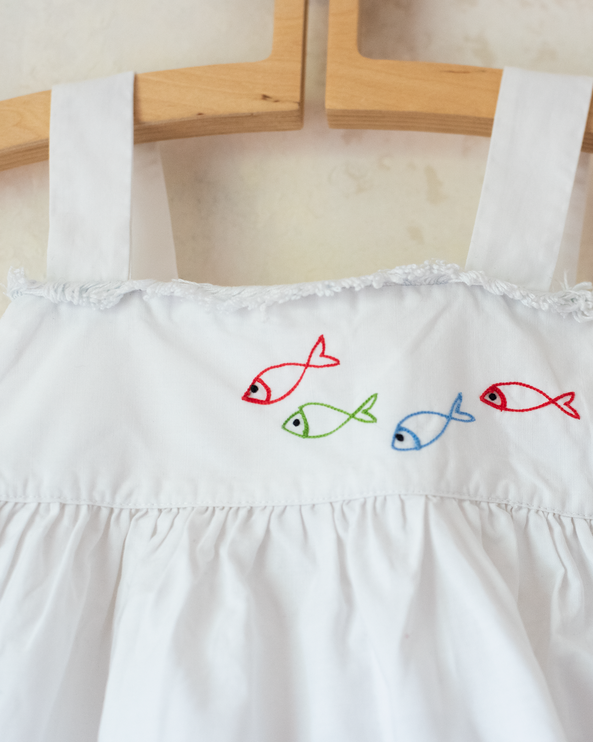 White French Tunic with Embroidered Fish | 9-18 Months