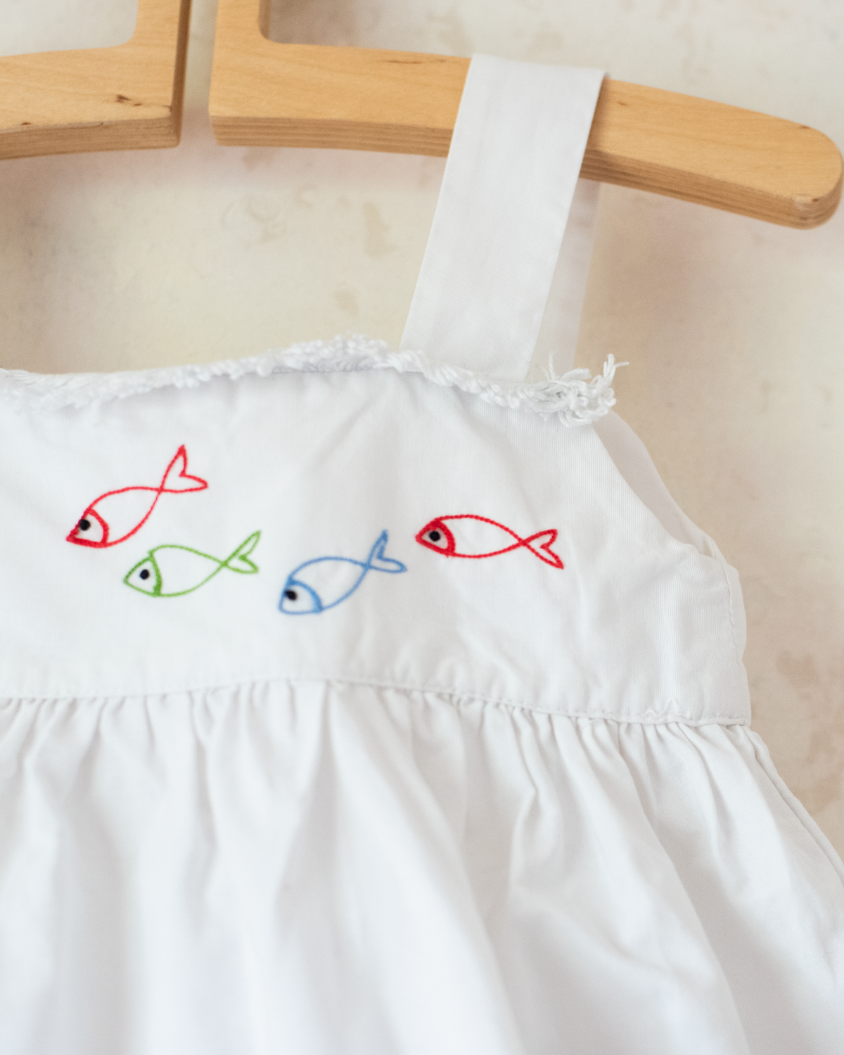 White French Tunic with Embroidered Fish | 9-18 Months