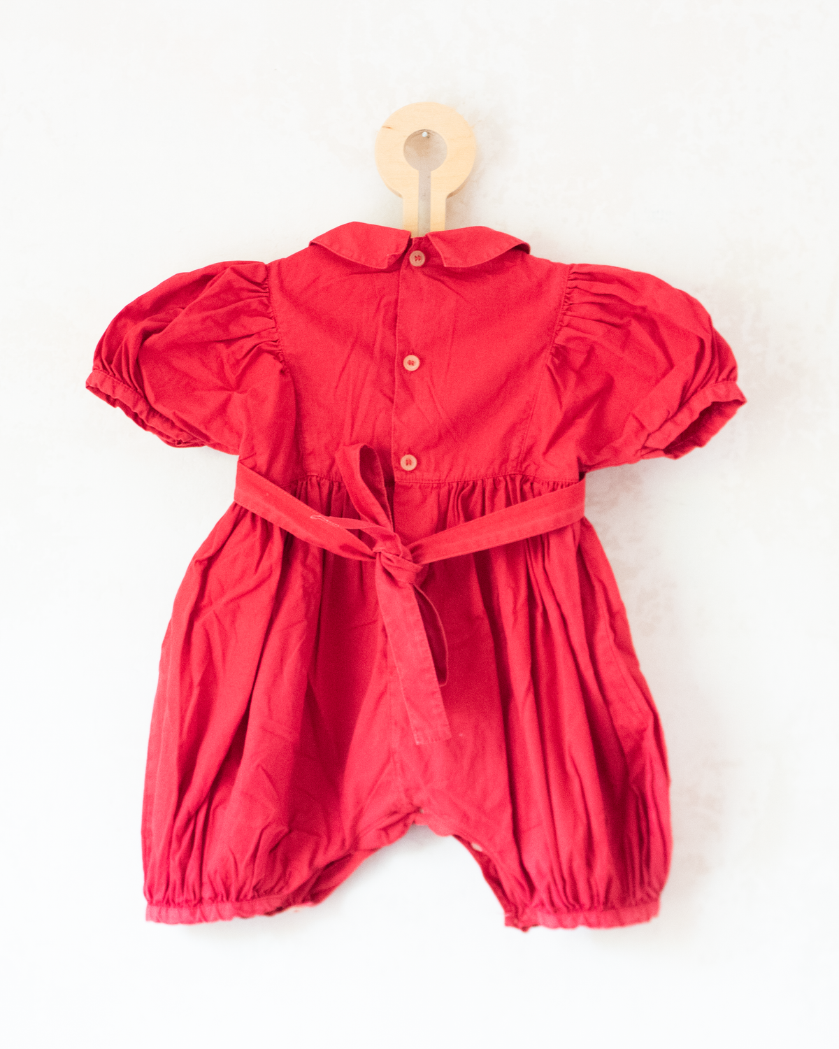 Red overall with Babar the King embroidery | 9-12 months