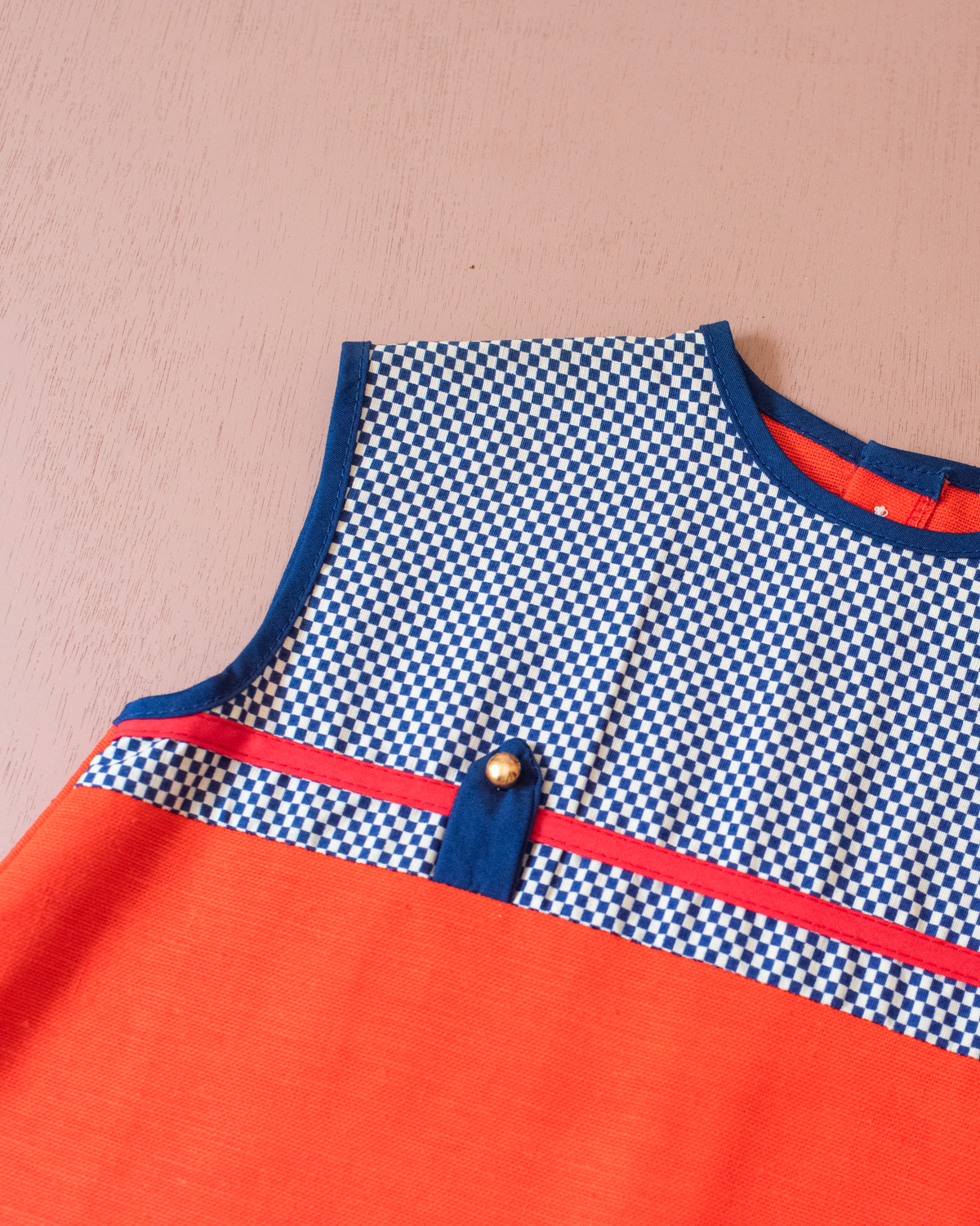 Orange Dress with Checks | Dead Stock from the Sixties | 9-12 Months