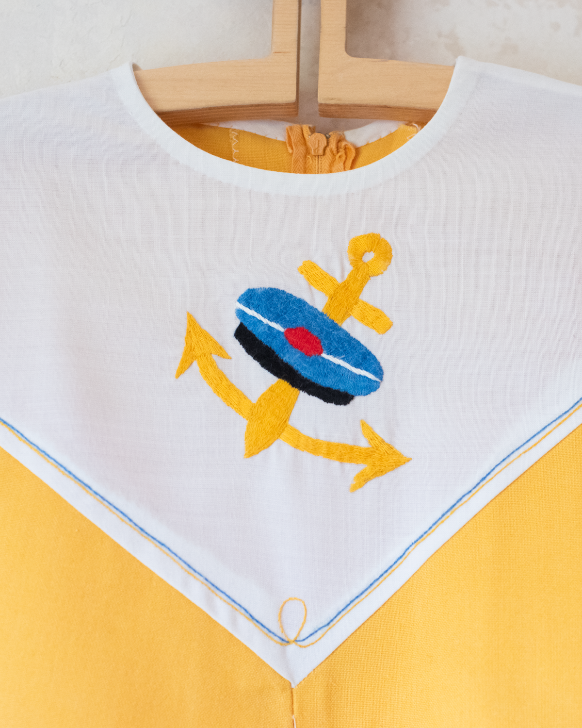 French Embroidered Dress with Anchor Embroidery and Sailor Hat | 7-8 Years