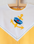 שמלה צרפתית רקומה עם רקמת עוגן וכובע מלחים | 7-8 שנים