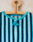 אוברול צרפתי מבד מגבת עם פסים | דד סטוק מהסבנטיז | 8-9 שנים