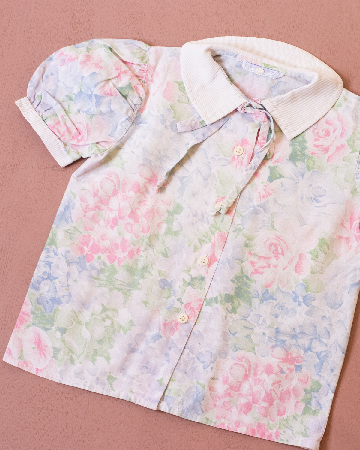Floral button-down shirt with white collar | 6-7 years