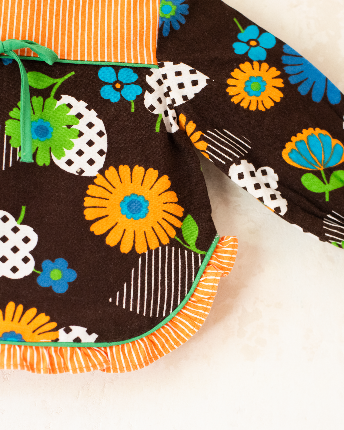 Long French blouse with flowers and ruffles | 6-9 months