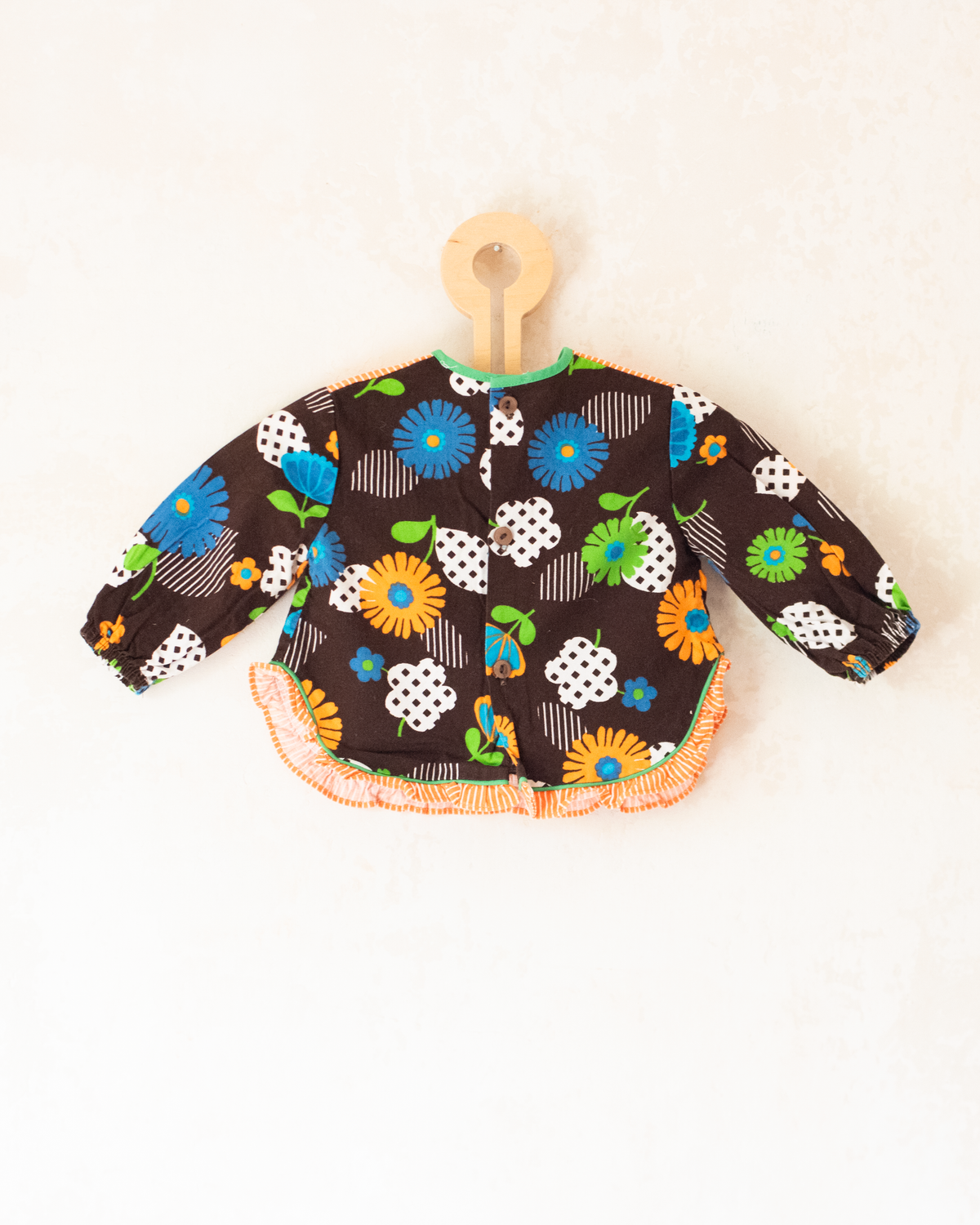 Long French blouse with flowers and ruffles | 6-9 months
