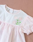שמלת פסים ורודה עם פרחים רקומים | 3-6 חודשים