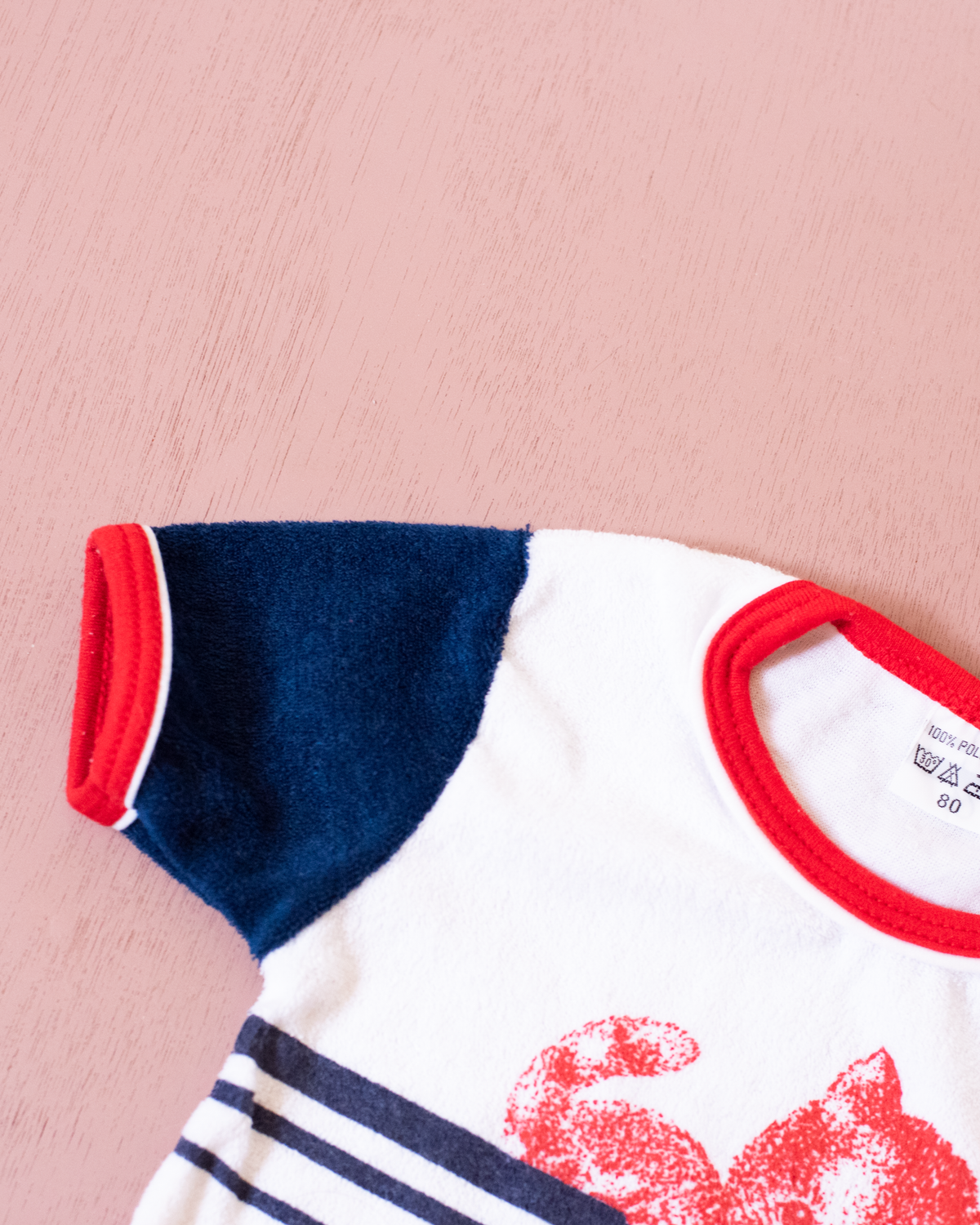 Nostalgic 70s terrycloth shirt with cat | 3-6 months