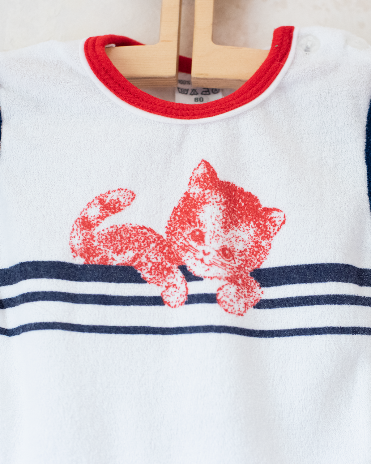 Nostalgic 70s terrycloth shirt with cat | 3-6 months