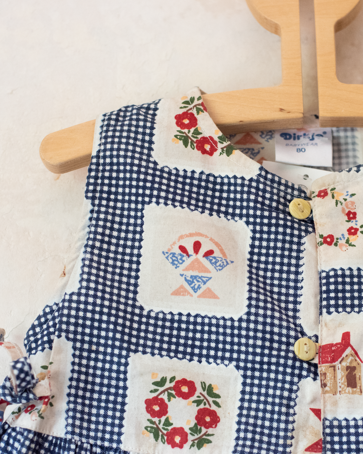 Plaid overalls with nostalgic prints | Dutch Deadstock | 12-18 months