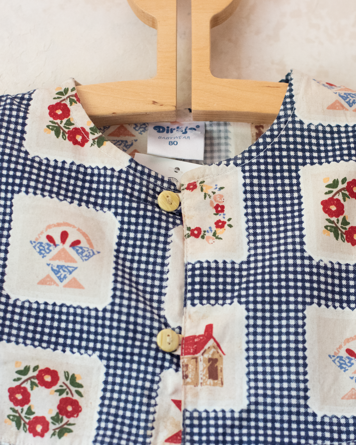 Plaid overalls with nostalgic prints | Dutch Deadstock | 12-18 months