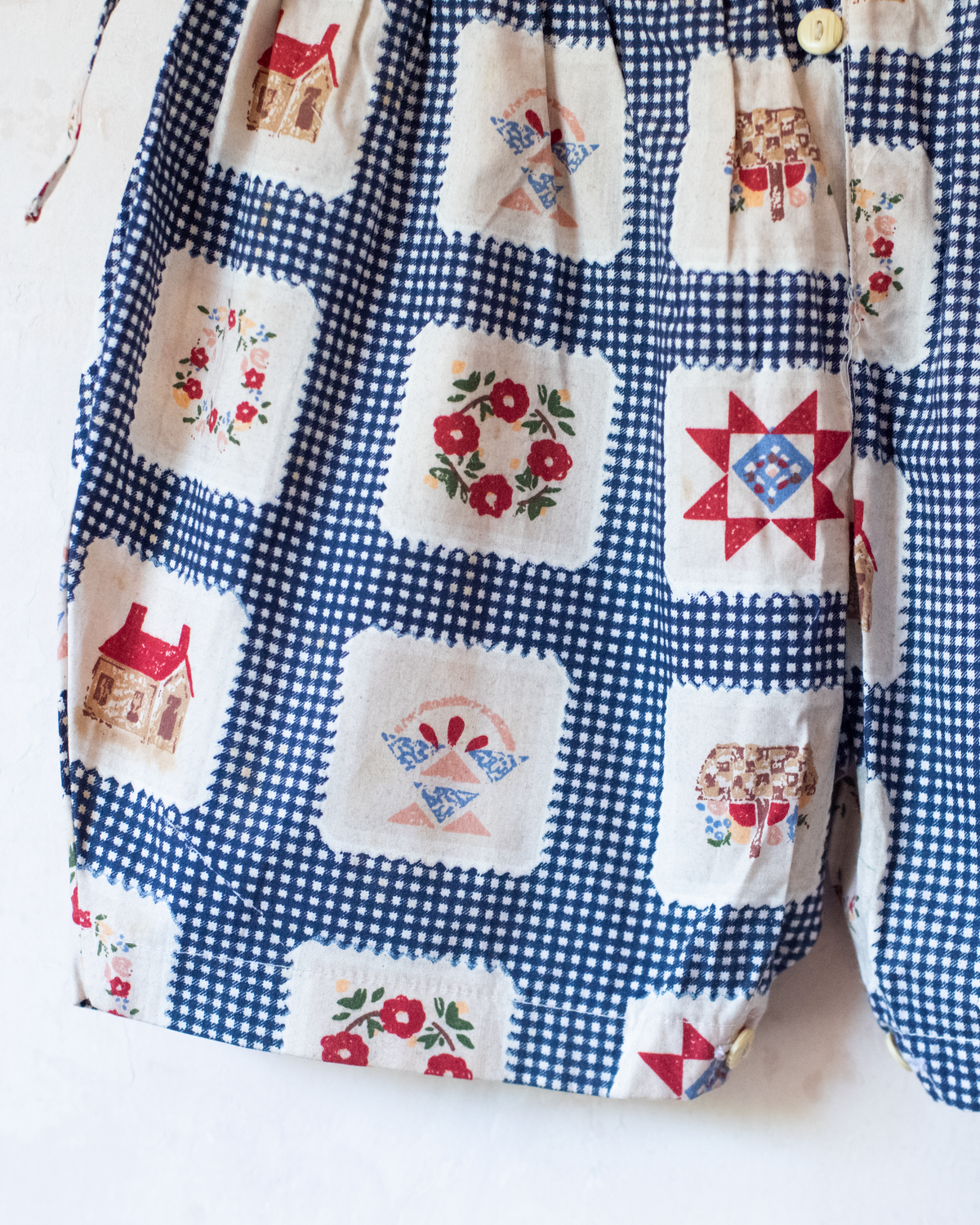 Plaid overalls with nostalgic prints | Dutch Deadstock | 12-18 months