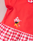 שמלה אדומה משנות ה50 עם רקמת ילדה | 18-24 חודשים
