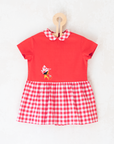 שמלה אדומה משנות ה50 עם רקמת ילדה | 18-24 חודשים
