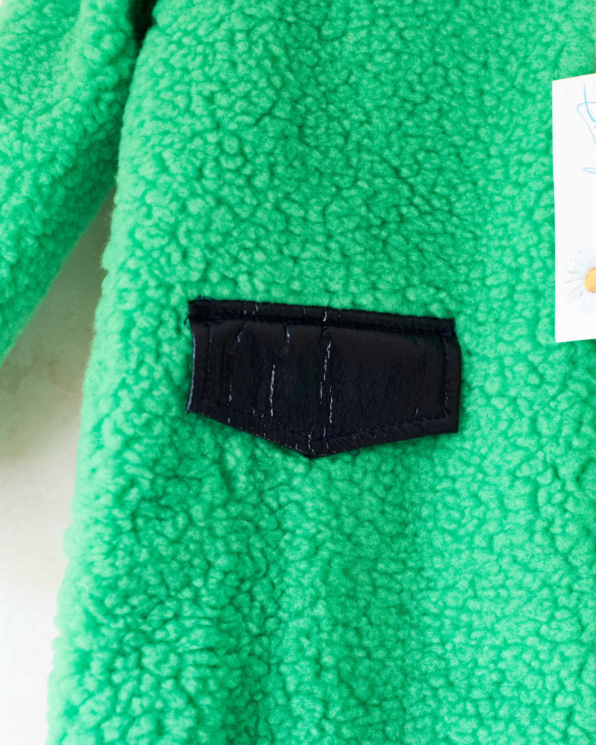 Green fleece jacket with shiny patches | Italian dead stock | 2-3 years