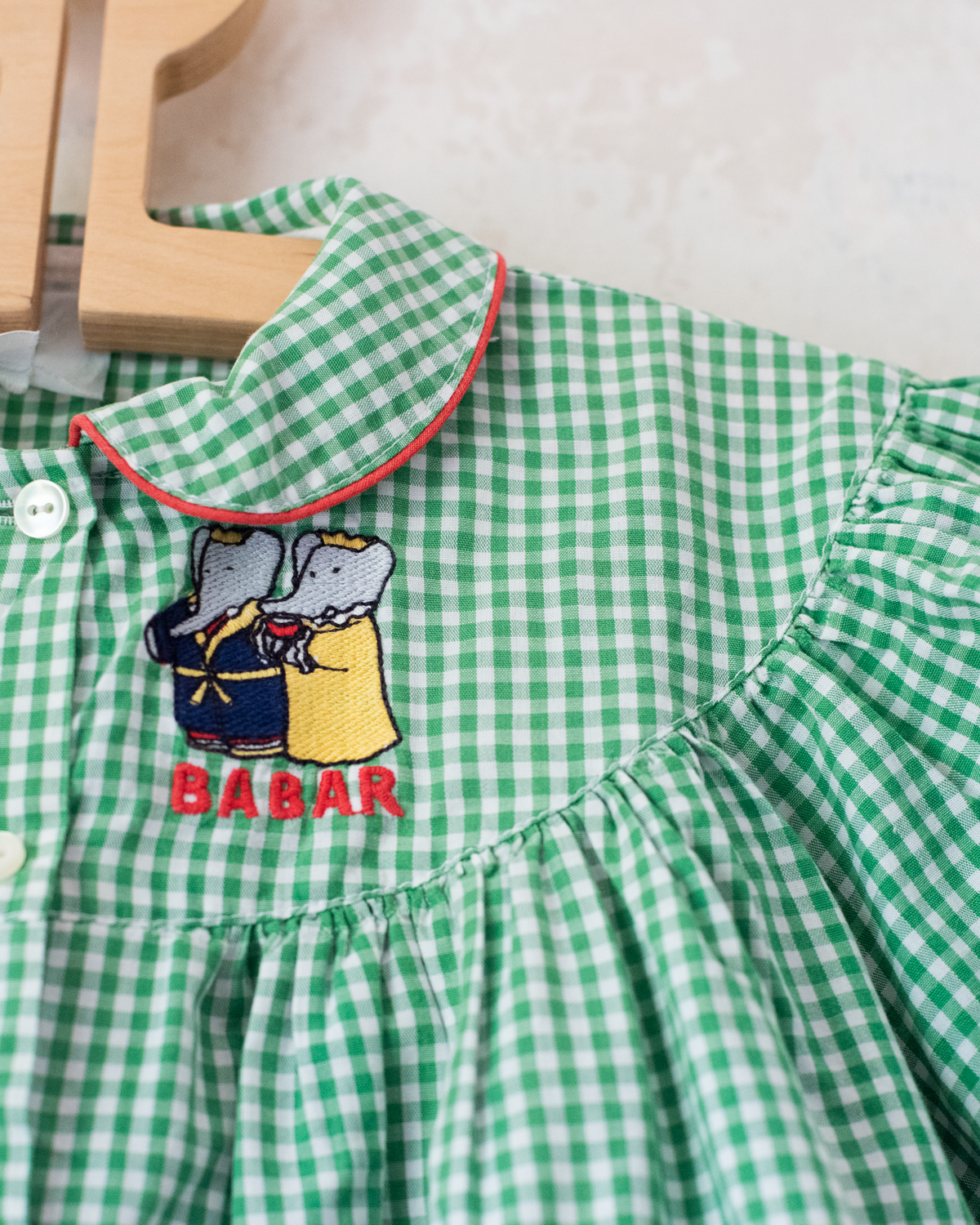 Wide plaid shirt with King Bebar embroidery | 4-5 years