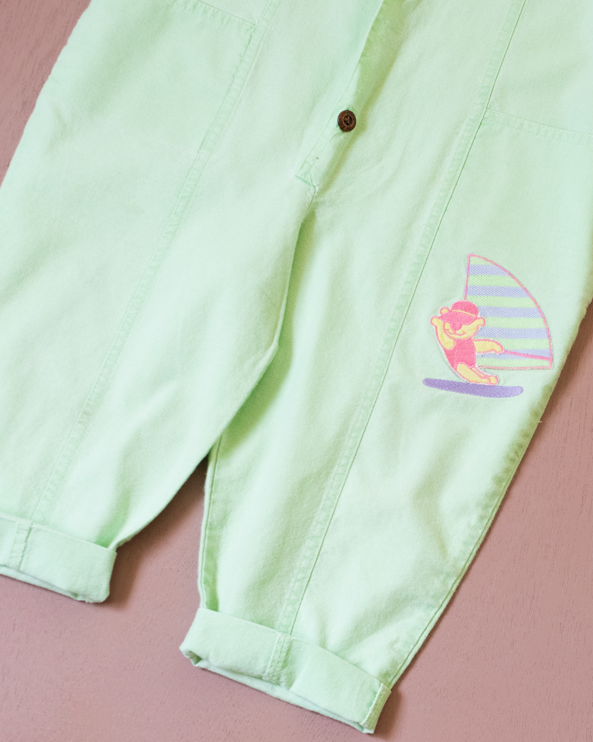 Light green romper with bear embroidery | 2-3 years