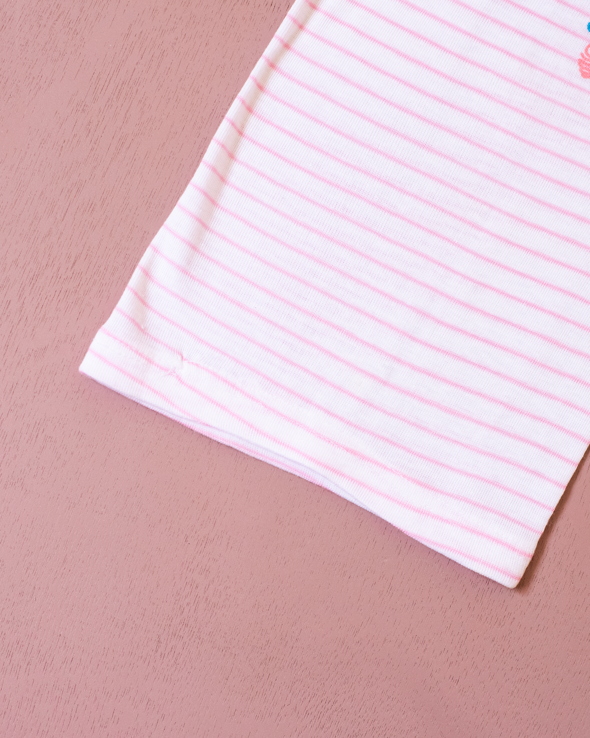 T-shirt with pink stripes and bow ties | Spanish dead stock | 0-3 months