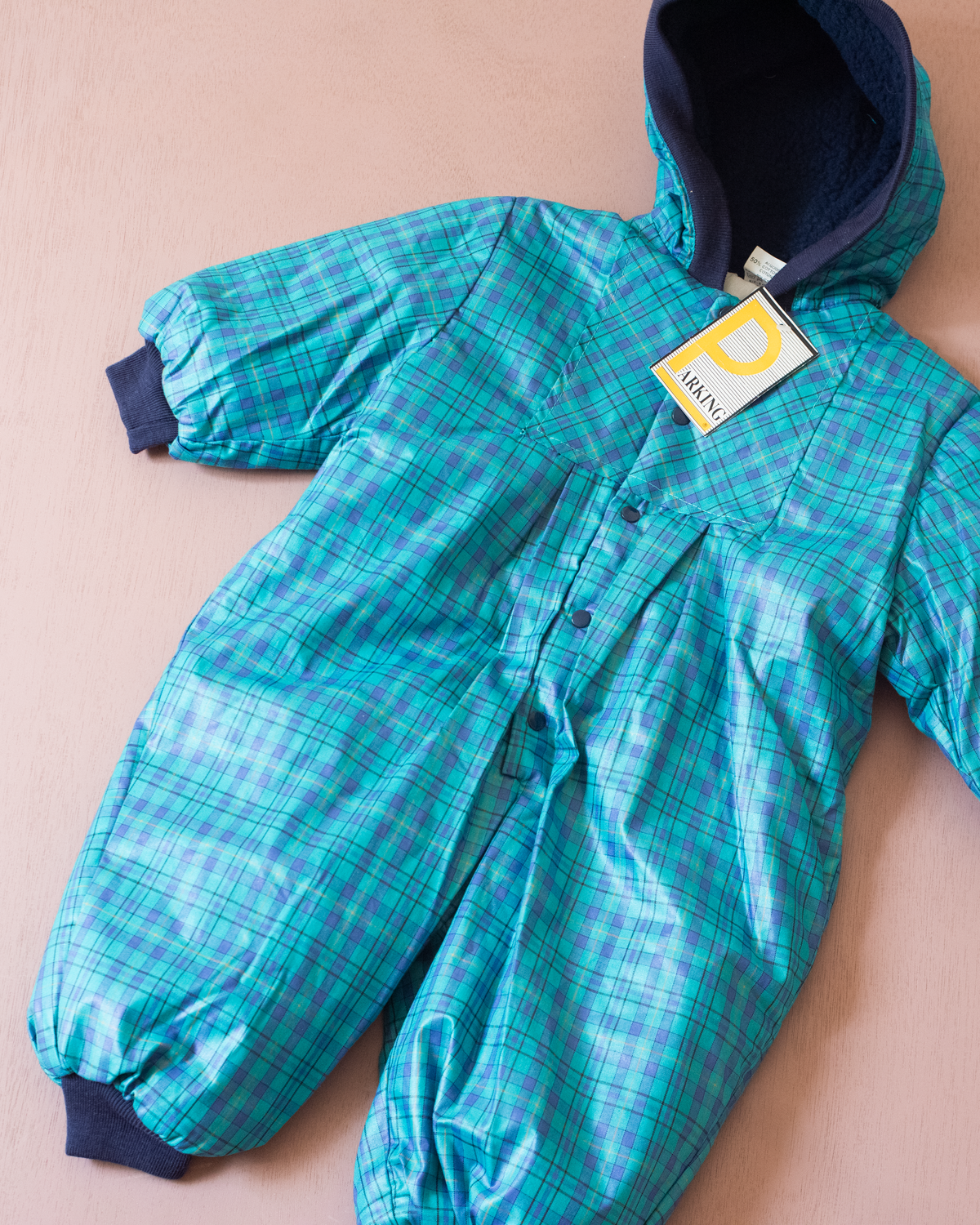 Blue and green checkered turban | Spanish deadstock | 12-18 months