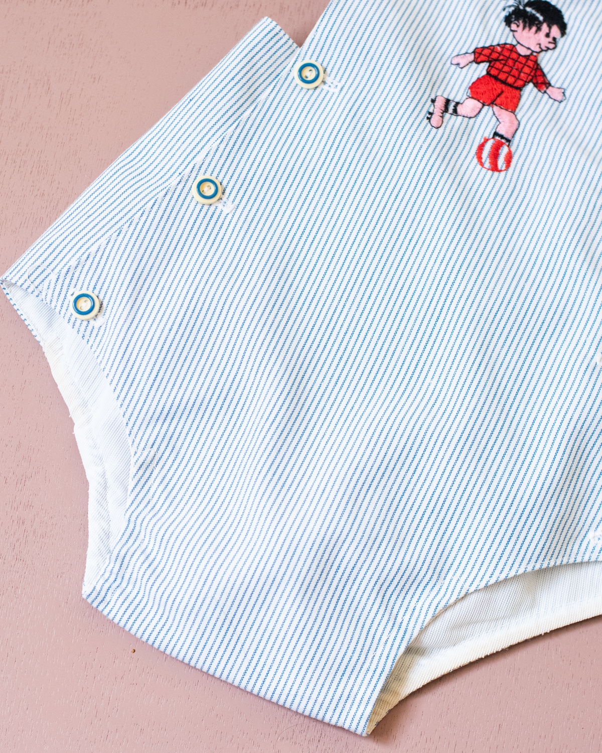 Spanish Striped Romper with Child Playing Ball | 12-18 Months